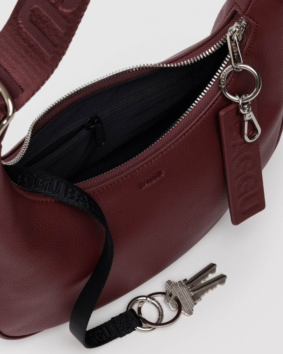 Small Recycled Leather Crescent Bag - Image 4