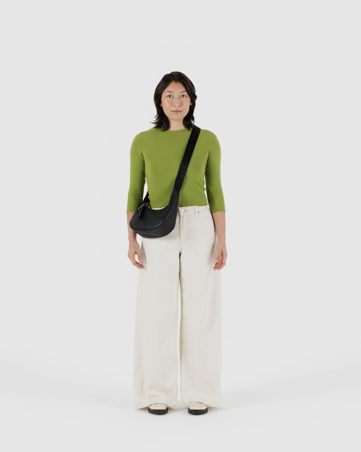 Small Recycled Leather Crescent Bag - Image 2
