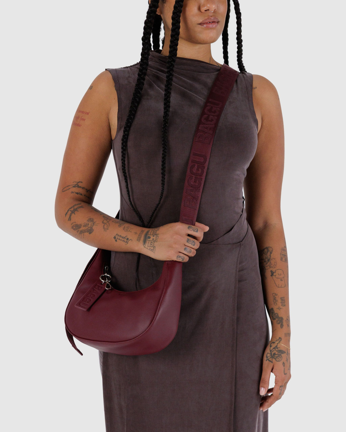 Small Recycled Leather Crescent Bag - Image 2
