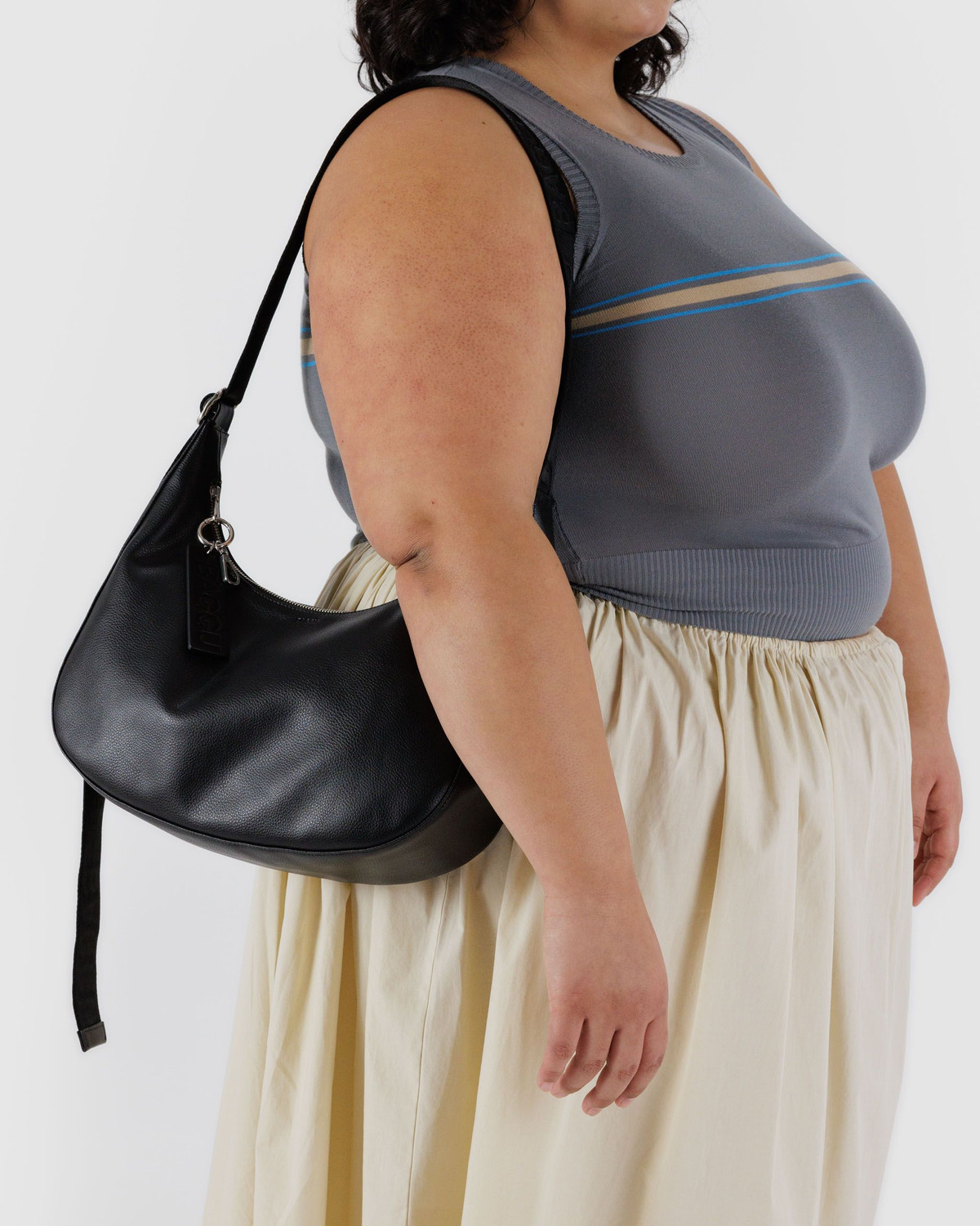 Medium Recycled Leather Crescent Bag - Image 3