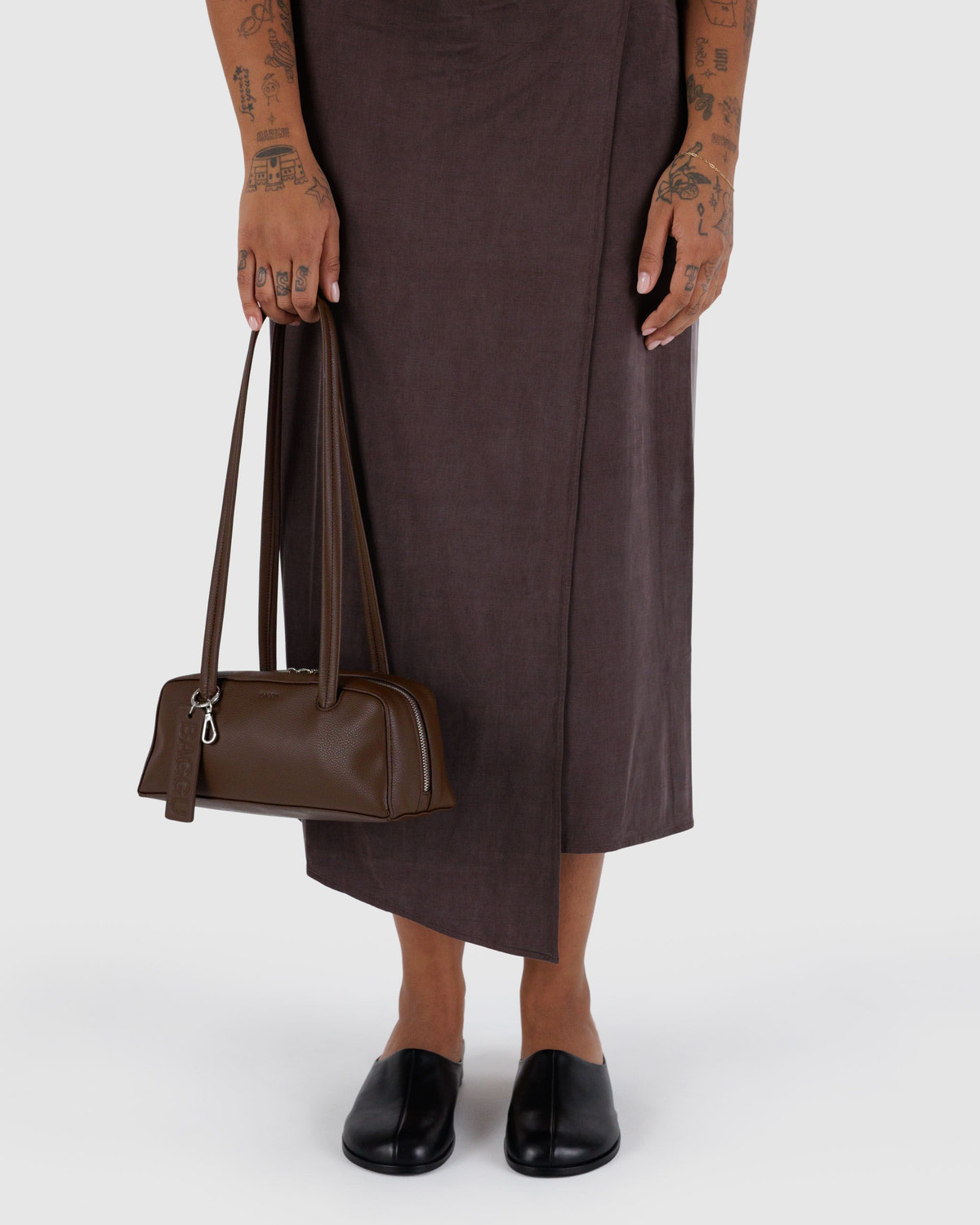 Small Recycled Leather Bowler Bag - Image 3