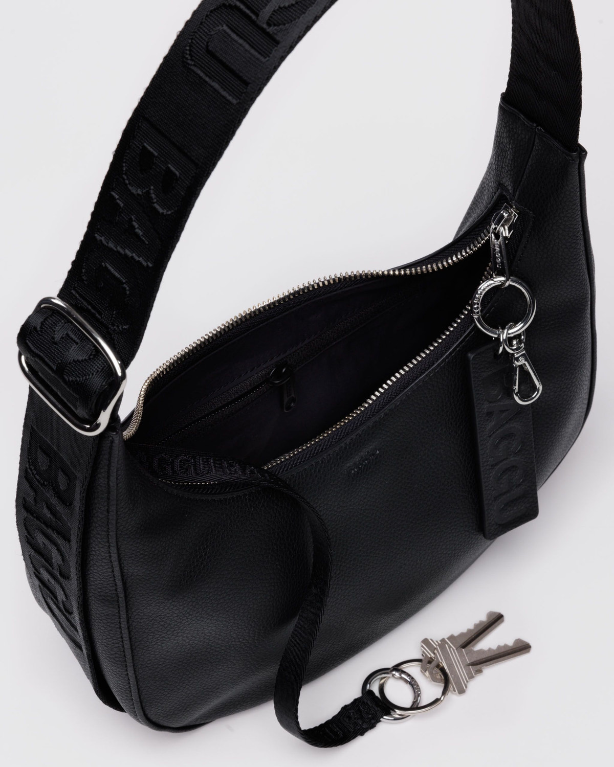 Small Recycled Leather Crescent Bag - Image 4