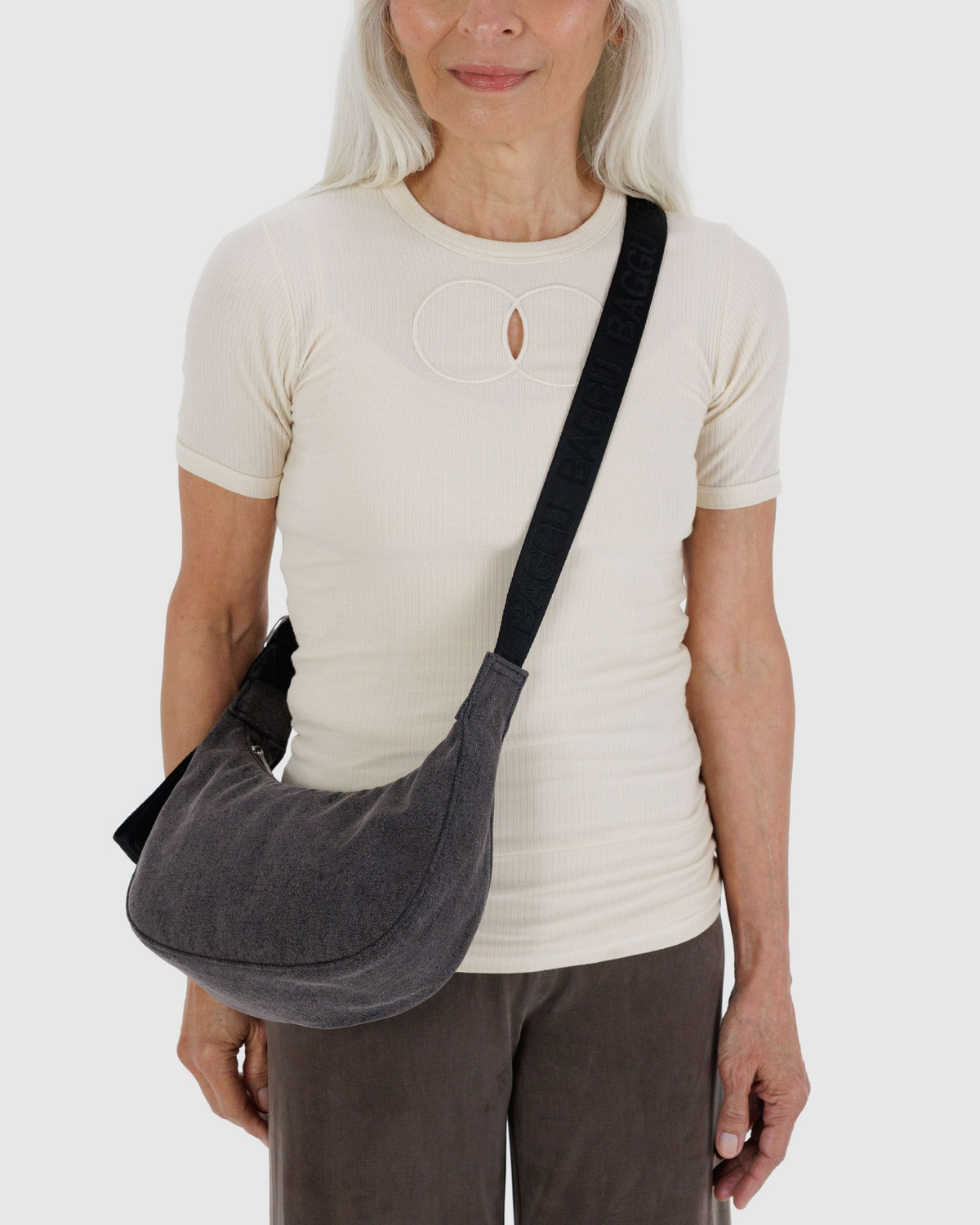 Small Denim Crescent Bag - Image 2