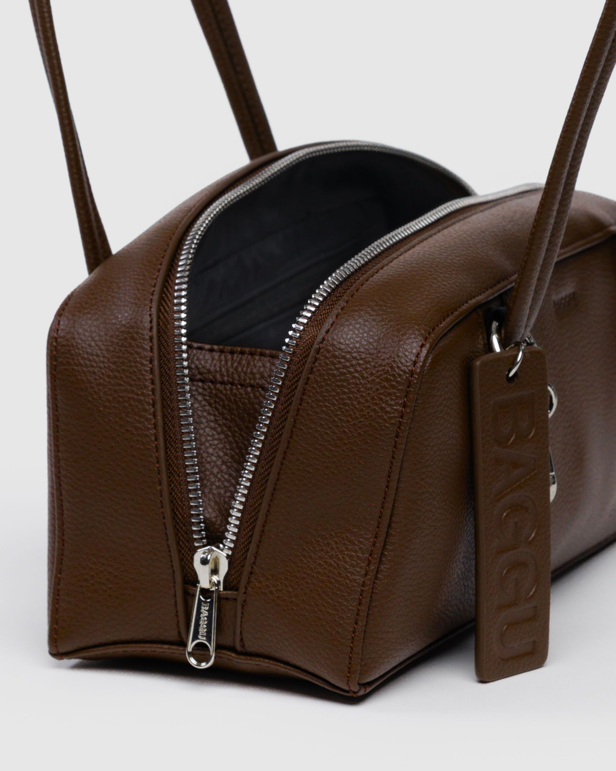 Small Recycled Leather Bowler Bag - Image 4