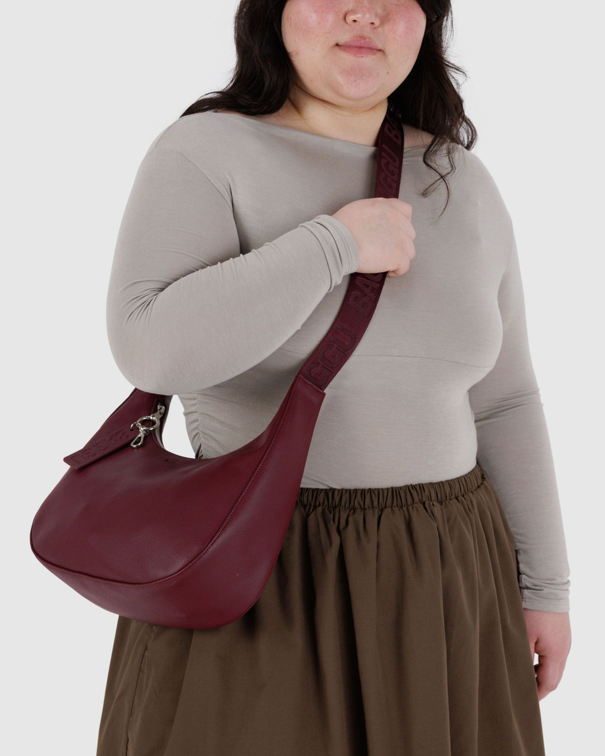 Medium Recycled Leather Crescent Bag - Image 2